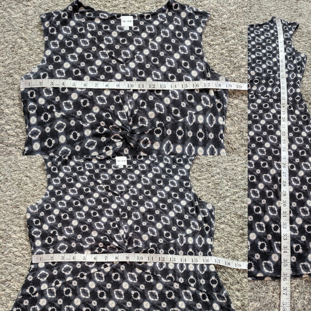 Nic & Zoe Black White Blue Abstract Sleeveless Knee Length Dress LP - Picture 8 of 8